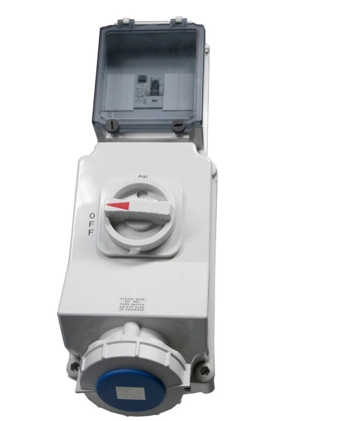 Europa 63 Amp  Interlocked Switched RCD Socket  63A 2 Pole +E  2P+E 230V IP65 - Image 1 of 1