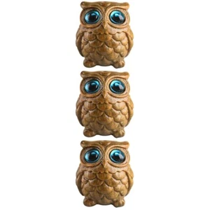 3 PCS Owl Sculpture Ornaments Office Bird Statue Figurine Garden Decor - Picture 1 of 12