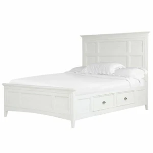 Magnussen Heron Cove Soft White Queen Panel Bed with Storage - Picture 1 of 4
