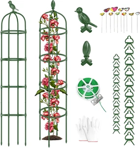 2 Pack Obelisk Trellis for Climbing Plants Outdoor, 6.6 Ft Tall Garden Trellis w - Picture 1 of 12