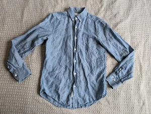 Gant Shirt Men Small Blue Cotton Linen Chambray Albiate Fabric Button Down - Picture 1 of 17