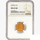 1919-S Wheat Cent Coin NGC MS62 RB