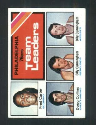 1975-76 Topps #129 Fred Carter/Billy Cunningham/Doug Collins EX/EX+ 76ers 76ers  - Image 1 of 2