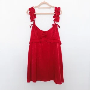 Wild Fable Womens Babydoll Dress Size S Red Ruffle Bow Mini Cottagecore Romantic - Picture 1 of 7