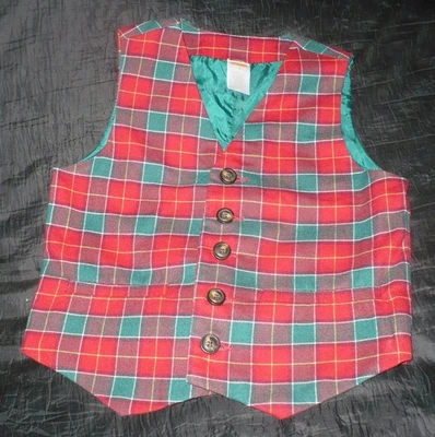 Boys GYMBOREE Holiday Vest ~ Red / Green Plaid    Sz.7 - Image 1 of 3