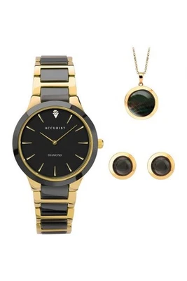 Juego de regalo pendientes, collar y reloj Accurist 8378G Foto 1 de 3