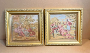 2 Vintage Gobelin? Belgium Tapestry Loomed Rococo Art. - Nepolian? - Picture 1 of 13