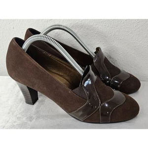 Vero Cuoio Marrón Gamuza Charol Tacones Mujer’s EU 37 Clásico Hecho en Italia - Imagen 1 de 5