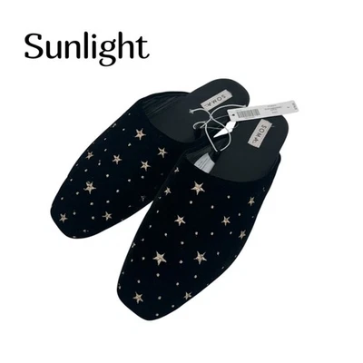 Soma Black Star Embroidered Velvet Slipper Mules Womens Size 8 New - Image 1 of 4