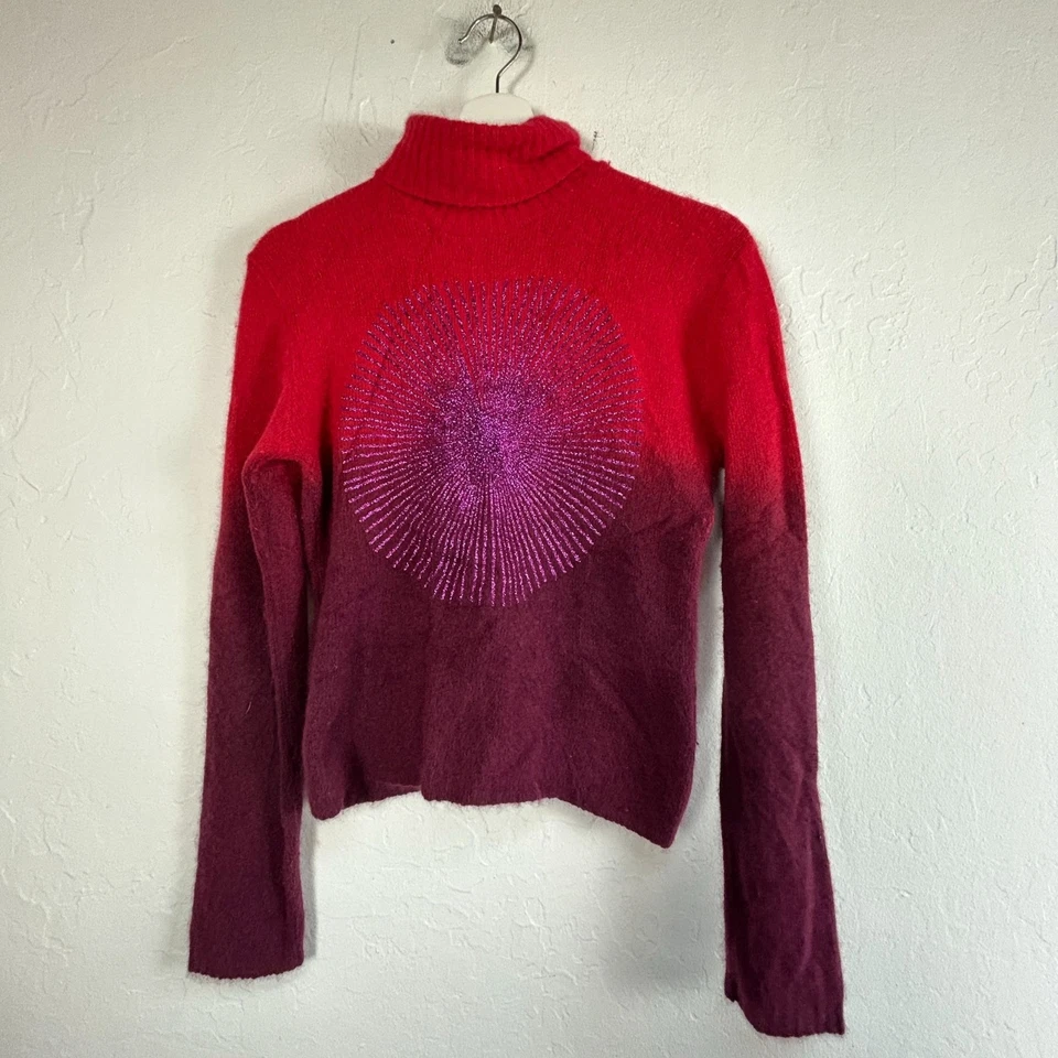 Suéter de Colección Karin Beck para Mujer Cuello Alto 3 Ombre Rojo Púrpura Angora Mezcla de Lana Foto 1 de 4