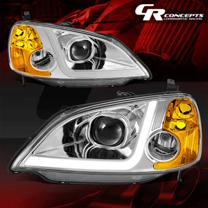 Par de faros proyectores LED DRL cromados para Honda Civic 2001-2003 sedán/cupé - Imagen 1 de 10
