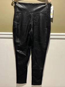 Calvin Klein Faux Leather Skinny Leggings High Waist Stretchy Womens M NWT - Picture 1 of 7