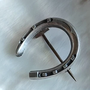 Vintage Silver Sterling brooch Horseshoe Europe Early 20th century 1.6 g - Picture 1 of 13