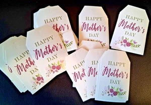 10 GRÖSSE 3 1/4 X 2 1/4" BREIT "GLÜCKLICHER MUTTERTAG DÜNNER KARTON FÜR GESCHENKE - Bild 1 von 2