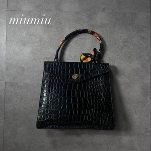 Bolso de Mano Miu Miu Archive Croco Cuero Negro Repujado Estilo Vintage USADO H1123 - Imagen 1 de 20