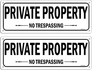 No Trespassing Signs 2 Pack, 10 X 3.5 Inches Aluminum for Home & Business - Picture 1 of 12