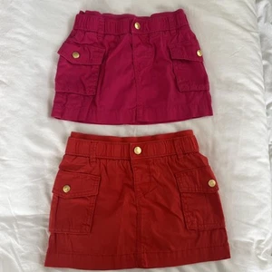Lot of 2 Old Navy Toddler Girls Cargo Skirts Orange Pink Sz 4T - Picture 1 of 3