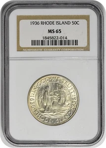 Rhode Island Commemorative Silver Half 1936-P MS65 NGC - Picture 1 of 2