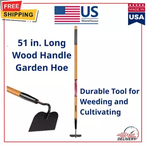 51 in. Long Wood Handle Garden Hoe – Durable Tool for Weeding and Cultivating - Picture 1 of 4