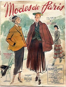 Modes de Paris n° 93 du 10 Septembre 1948 ancienne revue couture mode pour femme - Imagen 1 de 4