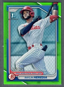 Bowman Raylin Heredia 2024 verde neón #/399 1st Bowman Phillies SP - Imagen 1 de 2