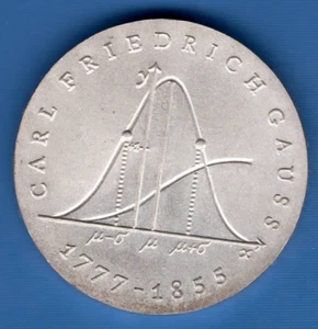 Carl Friedrich Gauss 20 Mark DDR 1977 Silber - Gedenkmünze / Silbermünze - Bild 1 von 2