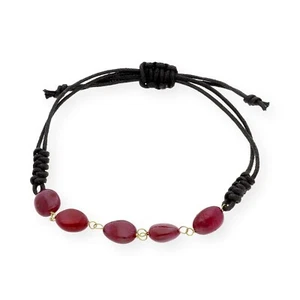 Pulsera con Rubíes Irregulares Naturales y Oro 18k Cierre Macramé Ajustable - Imagen 1 de 8