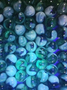 10 UV REACTIVE GLASS JABO MARBLES. More Green With Purple Shades B $9.99 - Picture 1 of 2