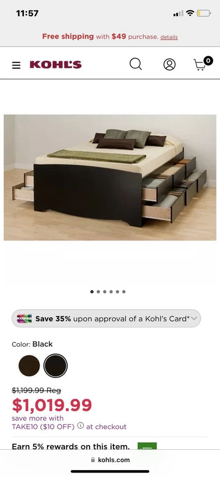 estrutura de cama queen size com gavetas de armazenamento de madeira - Imagem 1 de 1