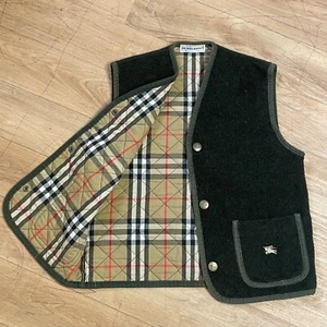 BURBERRY vest nova check waistcoat WOOL QUILTED diamond BOYS KIDS GREEN SIZE 6 Y - Picture 1 of 15