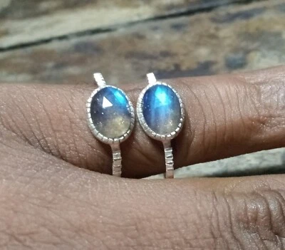 Anillos de labradorita, anillos ovalados, anillo de ley, anillos de plata, anillos de piedras preciosas, regalo Foto 1 de 4