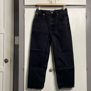 Everlane The Way High Jeans schwarz roher Saum Bio Baumwolle gerades Bein Damen 30 - Bild 1 von 9