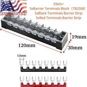 5Sets Dual Row 8 Position Screw Terminal Electric Barrier Strip Block 600V 25A - Picture 1 of 3
