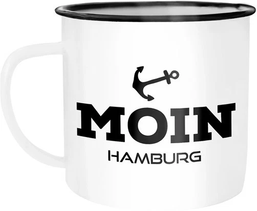 Emaille Tasse Becher Moin Hamburg Anker Kaffeetasse Moonworks® - Bild 1 von 1