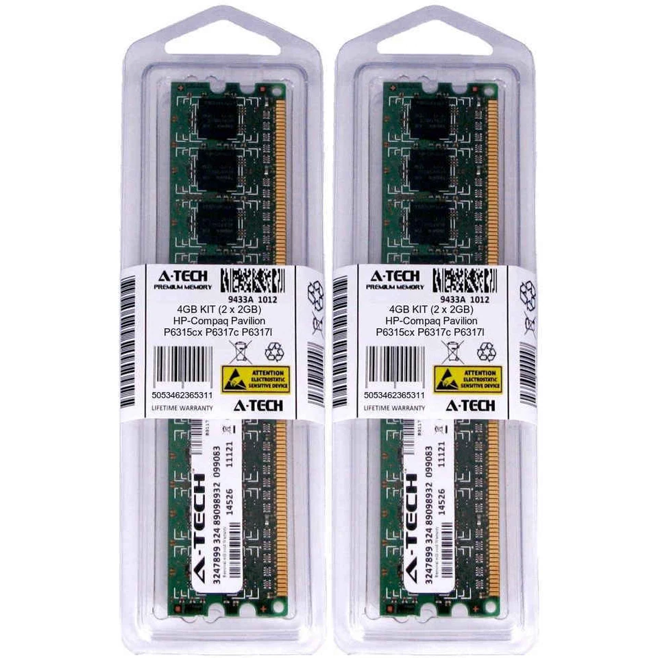 4GB KIT 2 x 2GB HP Compaq Pavilion P6315cx P6317c P6317l PC3-8500 Ram Memory - Image 1 of 1