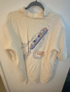 NEW NWT TORI RICHARD DISNEY FANTASY CRUISE HAWAIIAN SHIRT LARGE off white island - Picture 1 of 6
