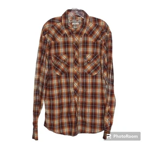 Cinch Shirt Men's Large Pearl Snap Western Slim Fit Plaid Western Cowboy Rodeo - Picture 1 of 15