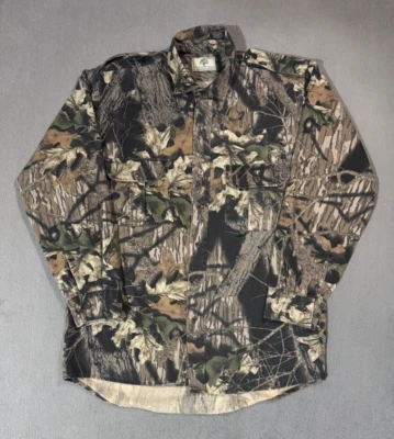 Mossy Oak Camo AOP Vtg USA Button Down Hunting Long Sleeve Sweatshirt T Shirt XL - Image 1 of 4