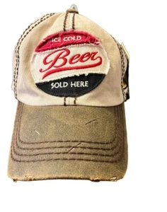 ICE COLD BEER SOLD HERE Stone-Washed Worn Look Hat Cap. One Size - Picture 1 of 6