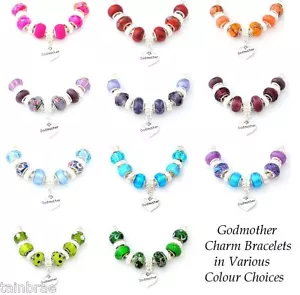 Godmother Charm Bracelets in Various Colour Themes I European Charm Bracelets - Picture 1 of 54