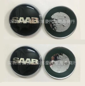 Set 2x distintivo logo Saab 9-3,9-5 stivale posteriore e cofano logo anteriore emblema 68 mm nero - Foto 1 di 6