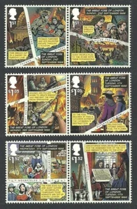 GB 2016 GREAT FIRE OF LONDON CARTOONS COMICS HISTORIC EVENTS SET MNH - Picture 1 of 1