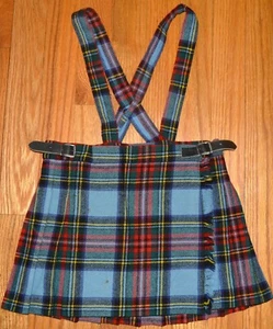 Falda tirantes escoceses escoceses de lana escocesa KILT cintura vintage 6 22-24" - Imagen 1 de 4