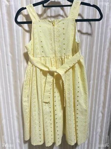 Girl’s Yellow Sleeveless Eyelet Dress with Bow Size 12 - Picture 1 of 3