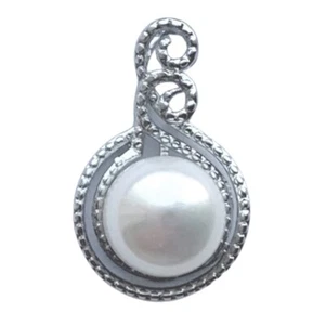 9mm White Pearl Pendant Necklace Genuine Cultured Freshwater - Picture 1 of 2