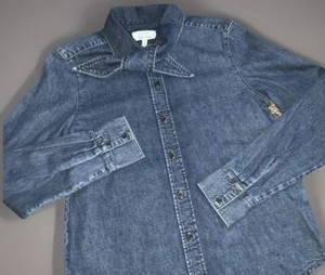 & OTHER STORIES Organic Cotton Denim Tie Shirt Womens 2 (XS) Button Neck Tie NEW - Picture 1 of 23