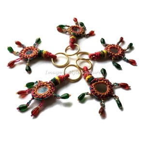 Indian Wholesale Lot Keychain Handmade Beaded Designer Girls Gift Keyring 100 PC - Picture 1 of 16