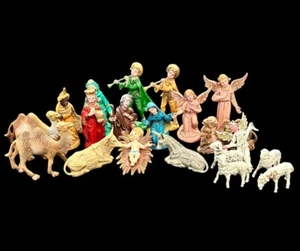 Vintage Italien 70er Jahre Weihnachten Krippenfiguren Set 29 Teile Hartplastik hell �� - Bild 1 von 18