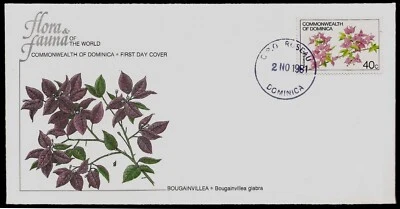 Rare Flowers Bougainvillea 1980 Commonwealth of Dominica First Day Cover FDC - Image 1 of 3