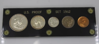 1962 US Mint 5-Coin Silver Proof Set in Black Capital Style Plastic Holder - Image 1 of 4